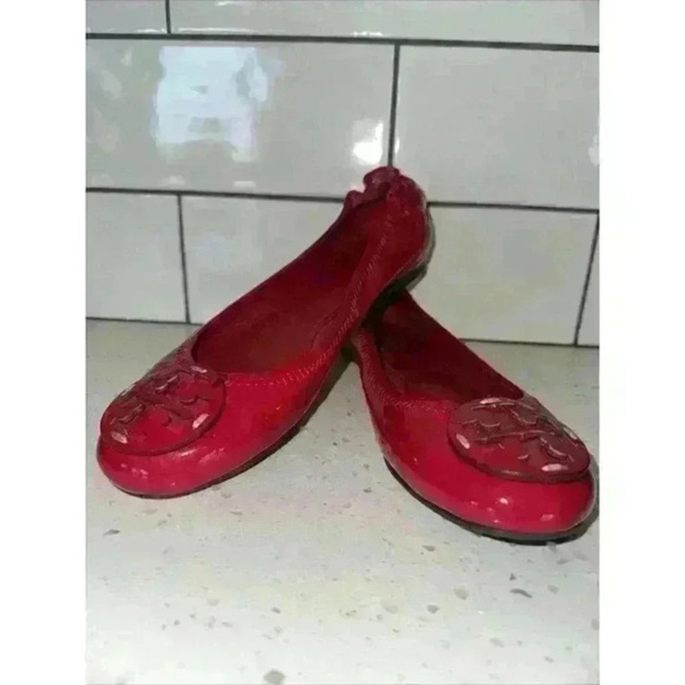 Tory Burch Hot Pink Patent Leather Ballet Flats Reva 6M‎ Women's Slip On
